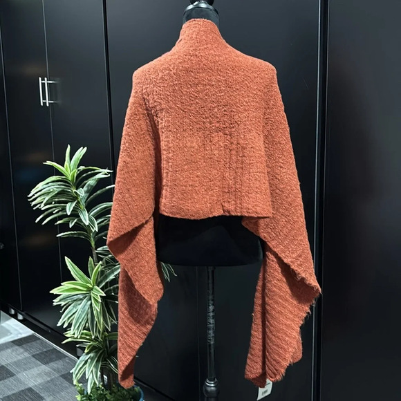 Wonderly Knit long wide wrap scarf 96” length, 22” wide, paprika color  OS - Picture 5 of 10